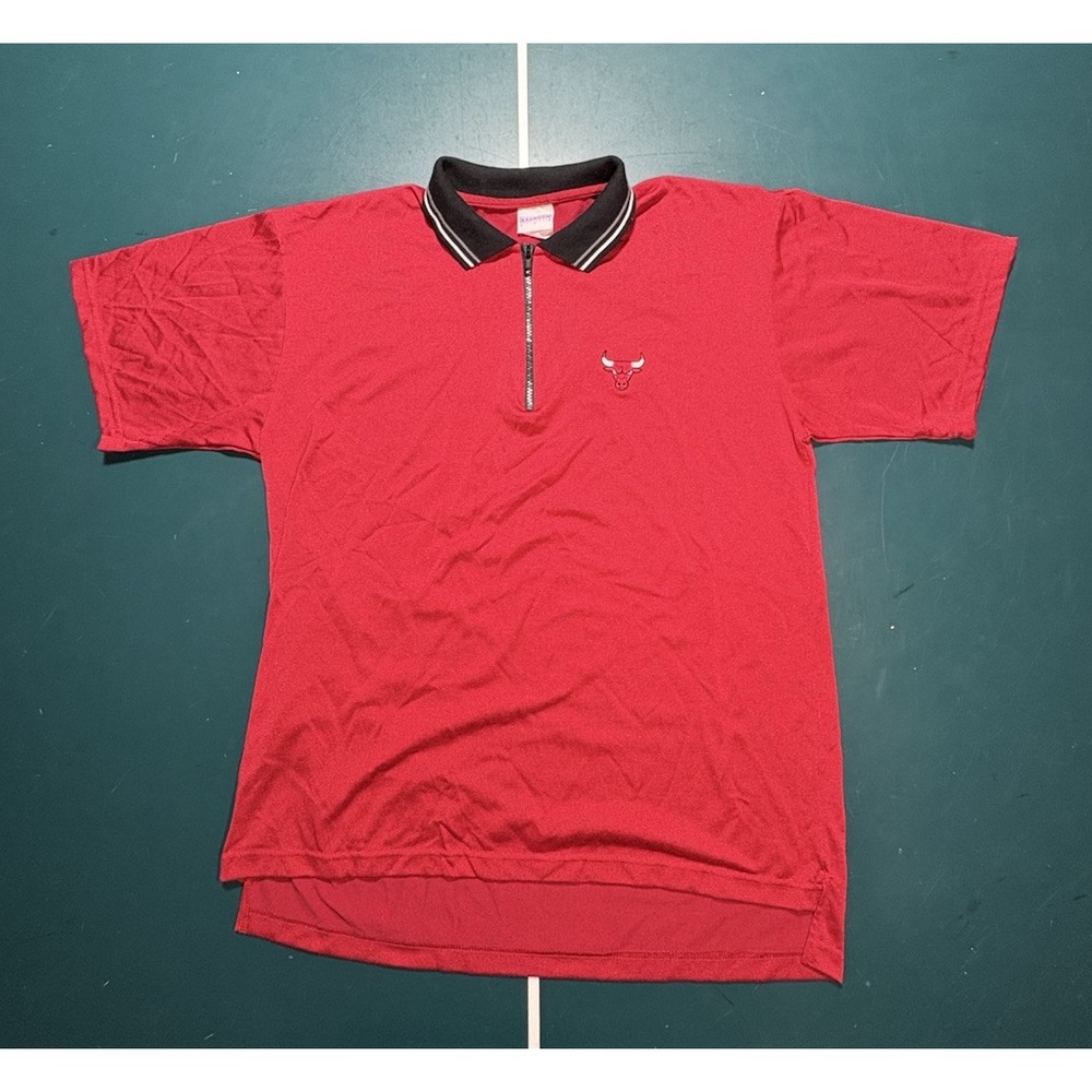 Vintage 90s Chicago Bulls Warm Up Quarter Zip‎ Shirt Size Medium Made In USA